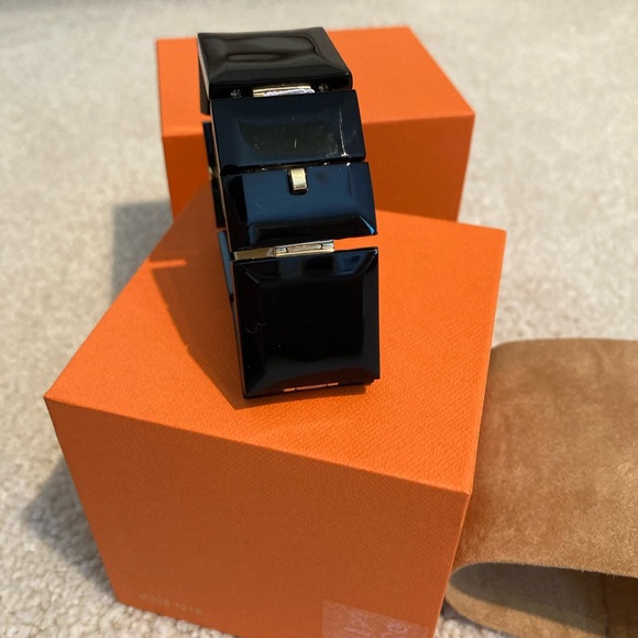 Tory Burch black square acetate watch with gold detail. - Picture 3 of 5